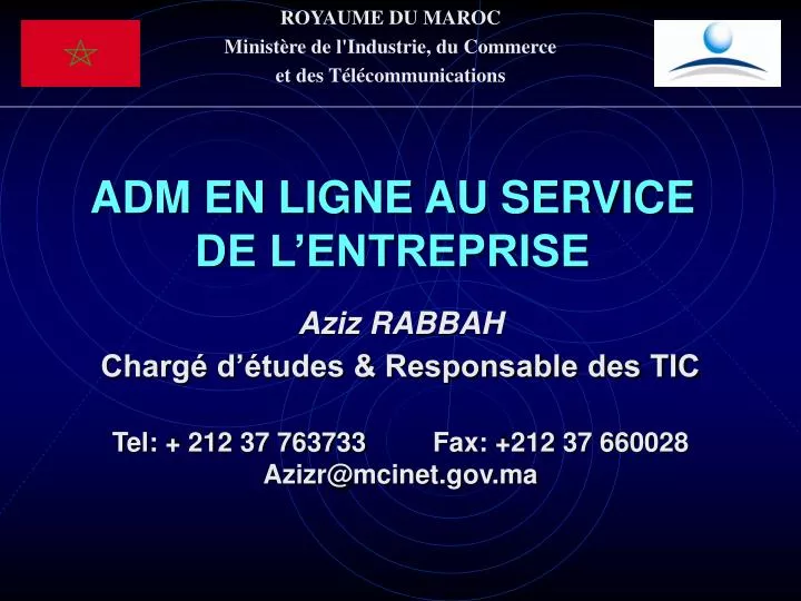 royaume du maroc minist re de l industrie du commerce et des t l communications