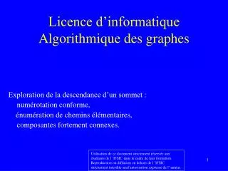 licence d informatique algorithmique des graphes