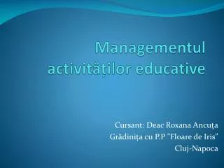 managementul activit ilor educative