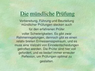 die m ndliche pr fung