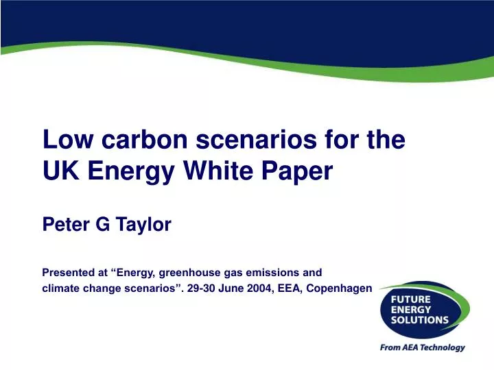 low carbon scenarios for the uk energy white paper