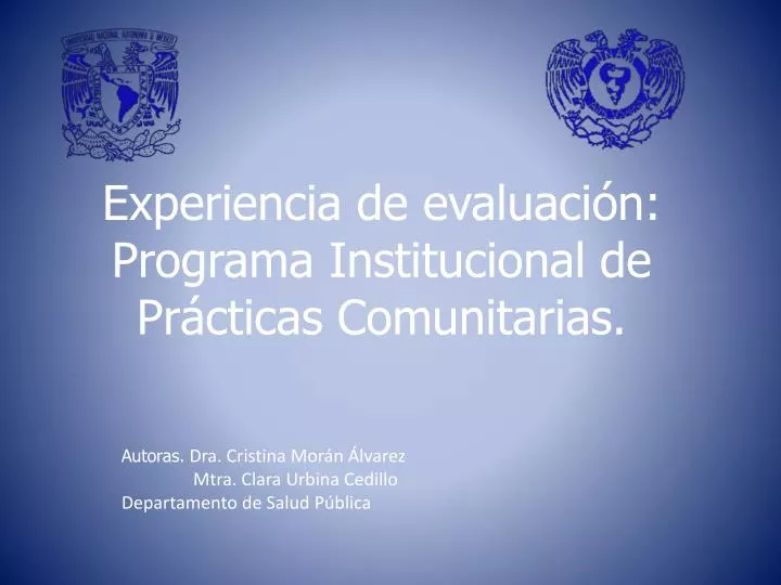 experiencia de evaluaci n programa i nstitucional de pr cticas comunitarias