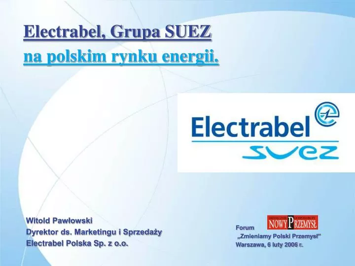 electrabel grupa suez na polskim rynku energii