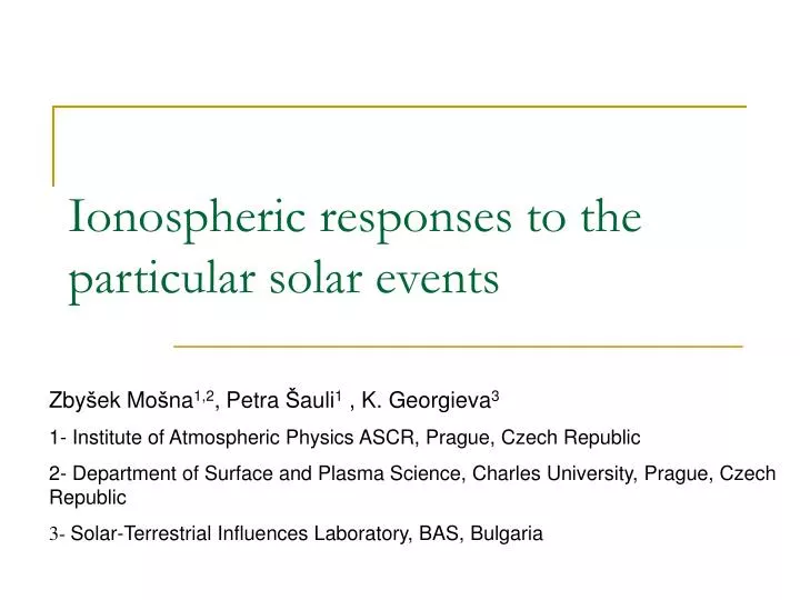 ionospheric responses to the particular solar events