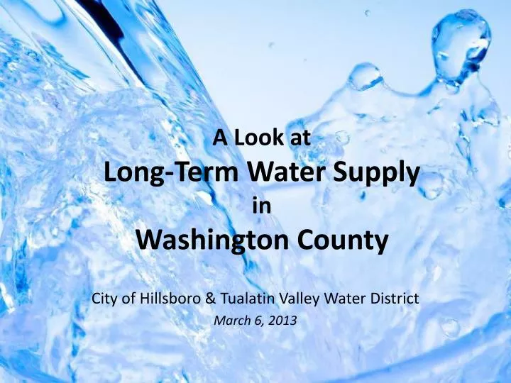 a look at long term water supply in washington county
