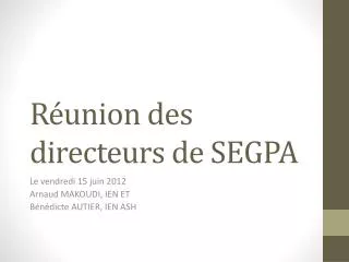 r union des directeurs de segpa