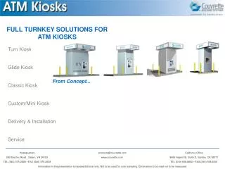 Turn Kiosk Glide Kiosk Classic Kiosk Custom/Mini Kiosk Delivery &amp; Installation Service