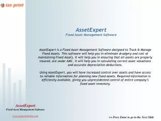 AssetExpert Fixed Asset Management Software