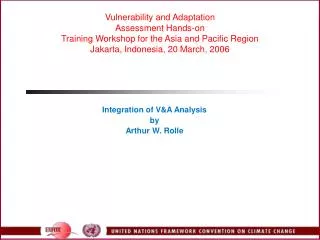 Integration of V&amp;A Analysis by Arthur W. Rolle