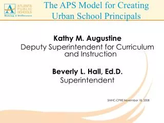 The APS Model for Creating Urban School Principals