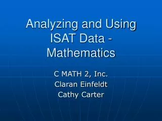 Analyzing and Using ISAT Data - Mathematics