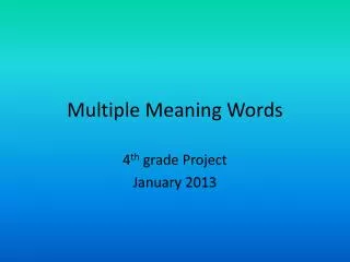 multiple meaning words