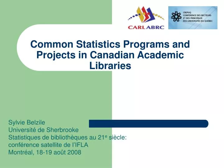 common statistics programs and projects in canadian academic libraries