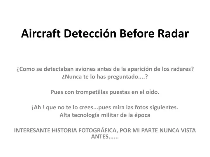 aircraft detecci n before radar