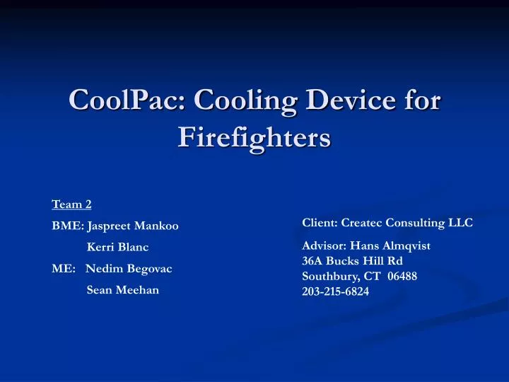 coolpac cooling device for firefighters