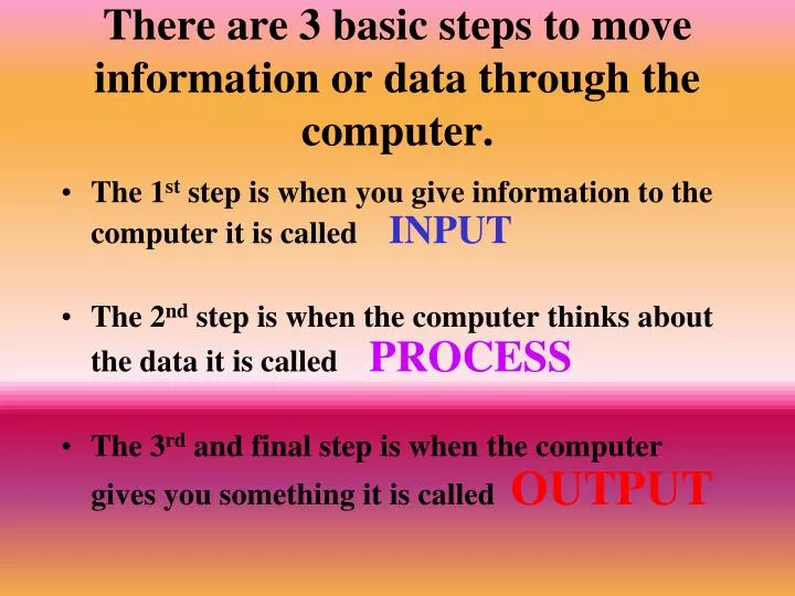 there are 3 basic steps to move information or data through the computer