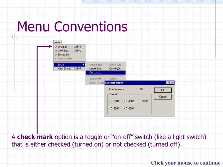 menu conventions