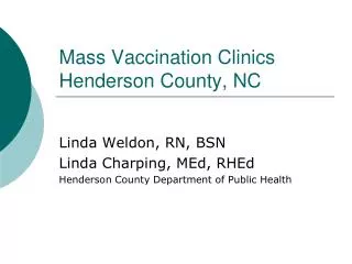 Mass Vaccination Clinics Henderson County, NC