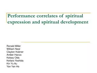 Performance correlates of spiritual expression and spiritual development