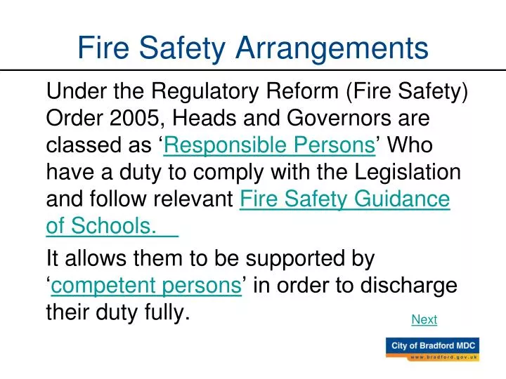 fire safety arrangements