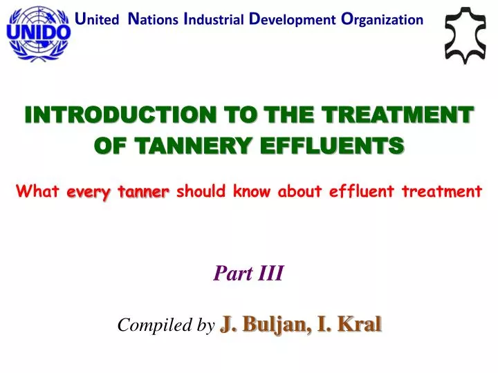 introduction to t he t reatment of tannery effluents
