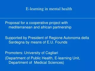 E-learning in mental health