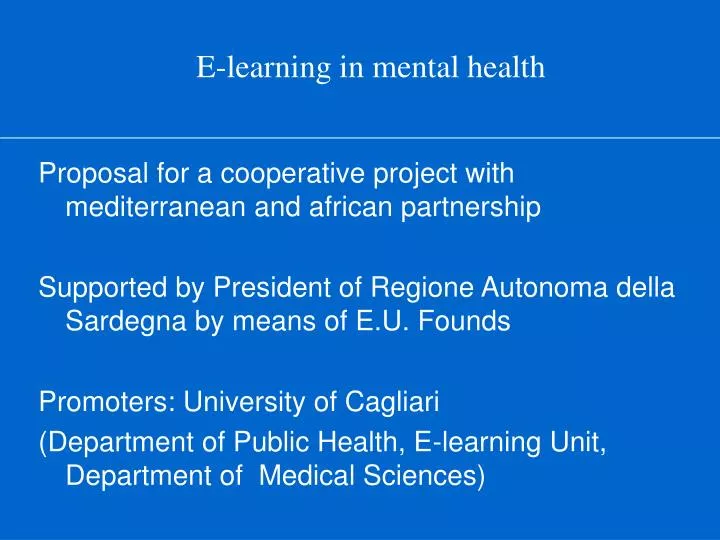 e learning in mental health