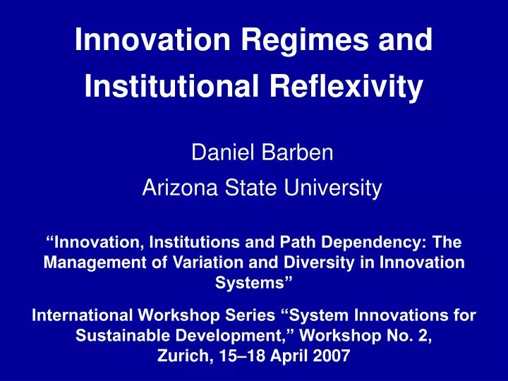 innovation regimes and institutional reflexivity