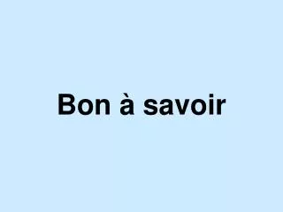 bon savoir
