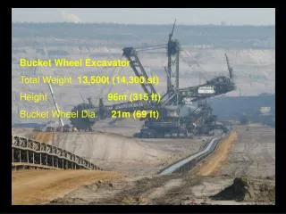 Bucket Wheel Excavator Total Weight 13,500t (14,300 st)