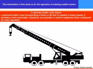 A slewing mobile crane means: