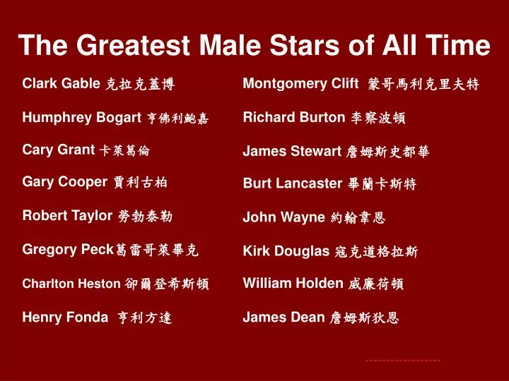the greatest male stars of all time