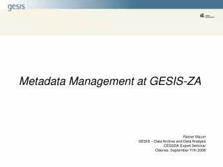 Metadata Management at GESIS-ZA