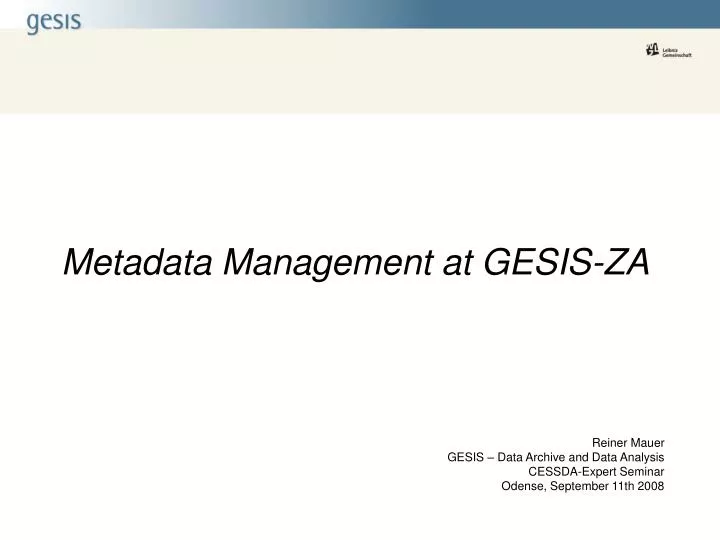 metadata management at gesis za