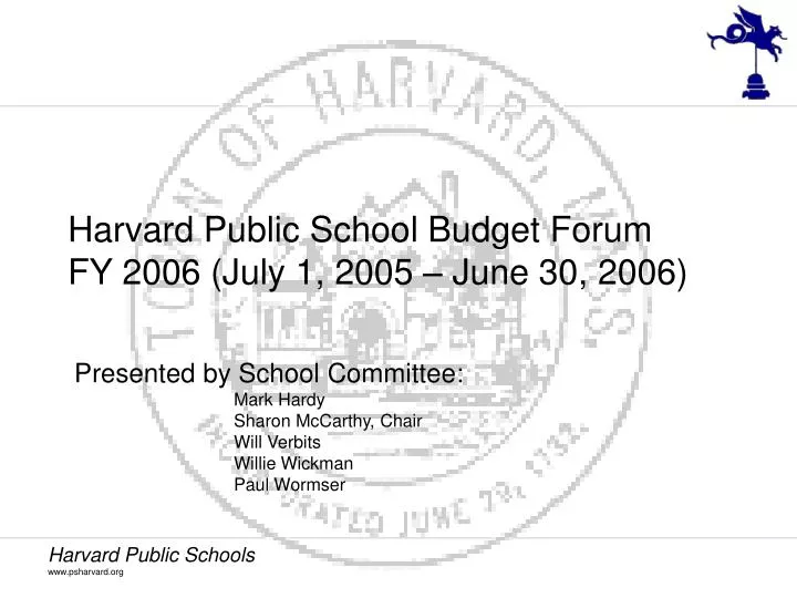 harvard public school budget forum fy 2006 july 1 2005 june 30 2006