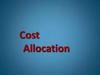 Cost Allocation