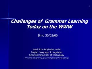 Challenges of Grammar Learning Today on the WWW