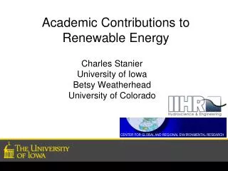 Academic Contributions to Renewable Energy