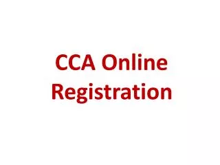 CCA Online Registration