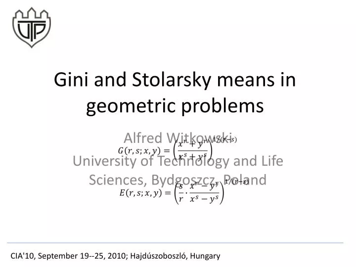 gini and stolarsky means in geometric problems