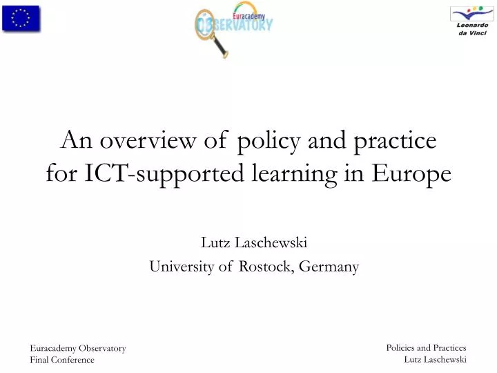 an overview of policy and practice for ict supported learning in europe