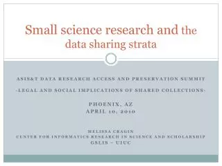 Small science research and the data sharing strata
