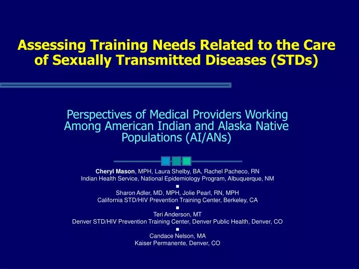 assessing training needs related to the care of sexually transmitted diseases stds
