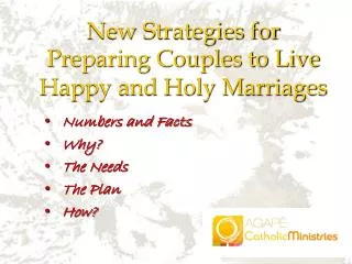 New Strategies for Preparing Couples to Live Happy and Holy Marriages