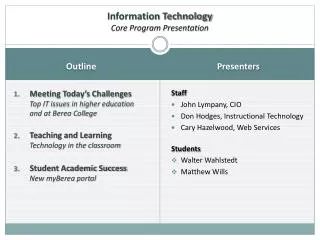 Information Technology Core Program Presentation