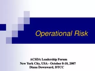 Operational Risk