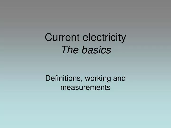 current electricity the basics