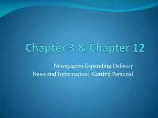 Chapter 3 &amp; Chapter 12