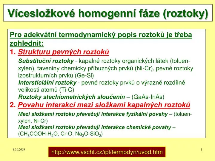 v ceslo kov homogenn f ze roztoky