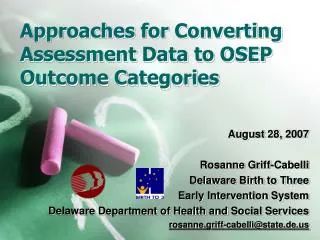 Approaches for Converting Assessment Data to OSEP Outcome Categories